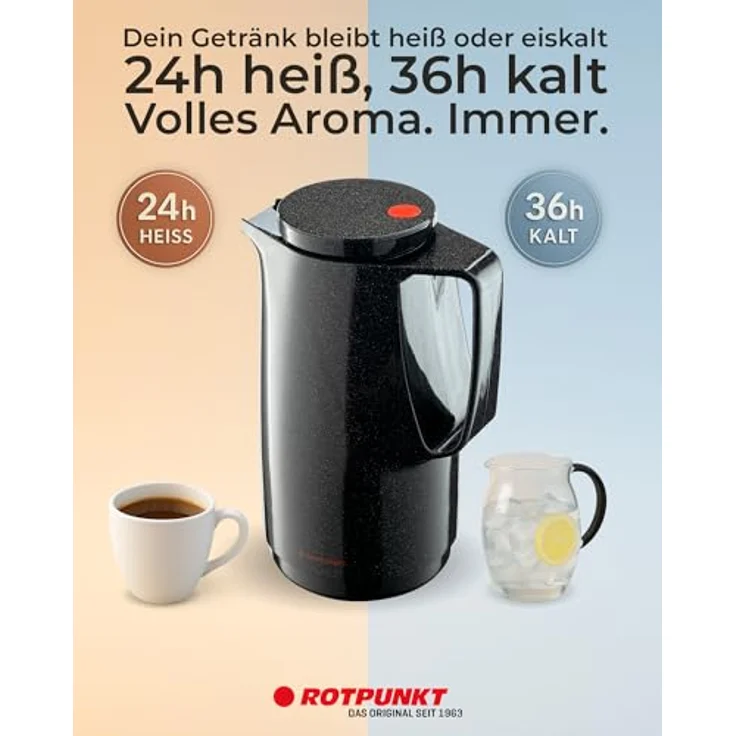 Rotpunkt 760-16-05-0 Isolierkanne 760 1,0L in Schwarz, Edelstahl, 20 x 10 x 10 cm – Bild 5