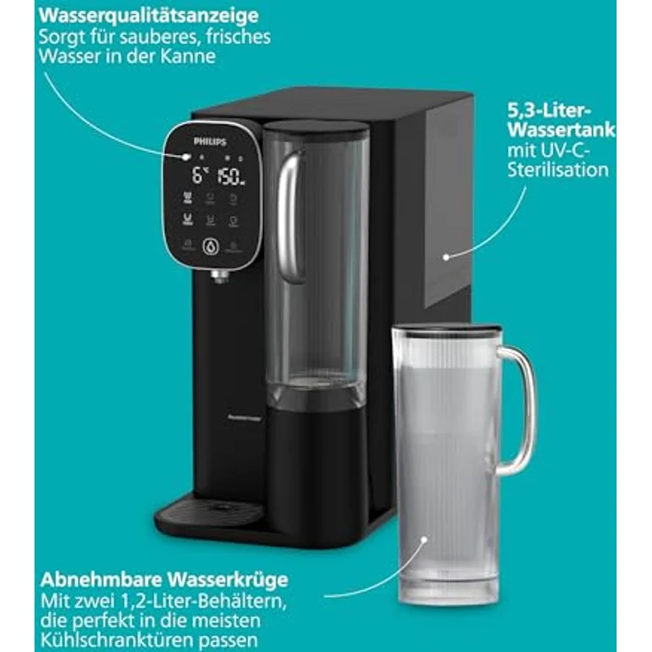 Philips ADD6912BK/10 Wasserfilter, Umkehrosmose mit 5 Temperatureinstellungen, 5,3 L Vorrat, Selbstreinigungsmodus, Plug & Play – Bild 6