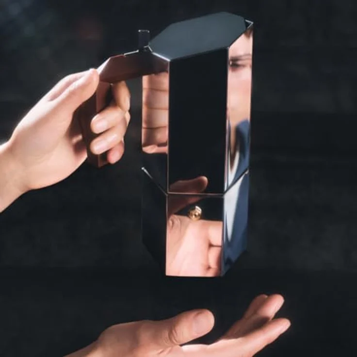 Alessi Menhir Espressokocher, 0,15l für 3 Tassen, glänzend polierter Edelstahl mit Thermoplastikgriff – Bild 3