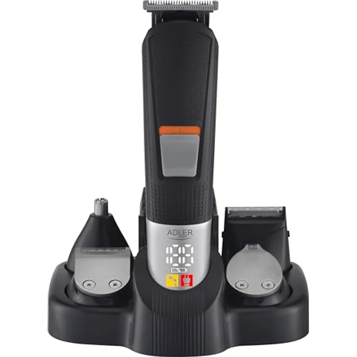 Adler AD 2943 5-in-1 Pflegeset mit Ladestation, Rasierer, Trimmer, LED Anzeige, schwarz – Bild 8