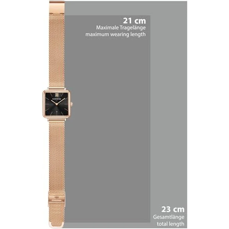 Eastside Damen Uhr analog Japan Quarzwerk mit Edelstahl roségold Armband 10080084 - Stilvolle Damenuhr mit Roségold-Plattierung und Milanaise-Armband – Bild 2