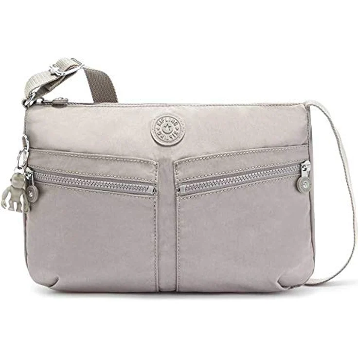 KIPLING Umhängetasche Basic Eyes Wide Open, grau, 28 cm mit verstellbarem Schulterriemen und mehreren Fächern – Bild 1