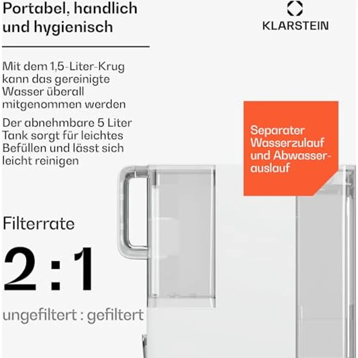 Klarstein VitalPour Wasserfilter, 5-stufige Umkehrosmose mit 5 L Tank, Touch-Panel, Heizfunktion, flexibles Wasser in fünf Temperaturstufen – Bild 4