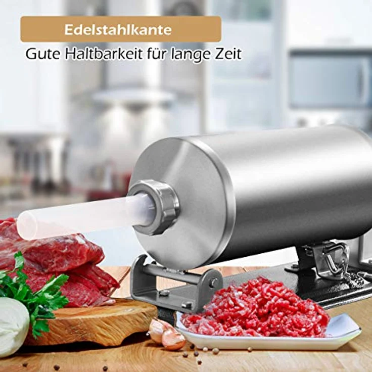 KOMFOTTEU Wurstfüllaufsatz Wurstfüllmaschine, Wurstspritze 4,8 L, rostfrei, mit Halterung und 4 Füllrohren – Bild 9