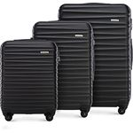 WITTCHEN Stabiler Koffer-Set 3tlg. Trolley Koffer Reisekoffer Schwarz ABS Hartschalen Kofferset Trolley 4 Rollen Kombinationsschloss