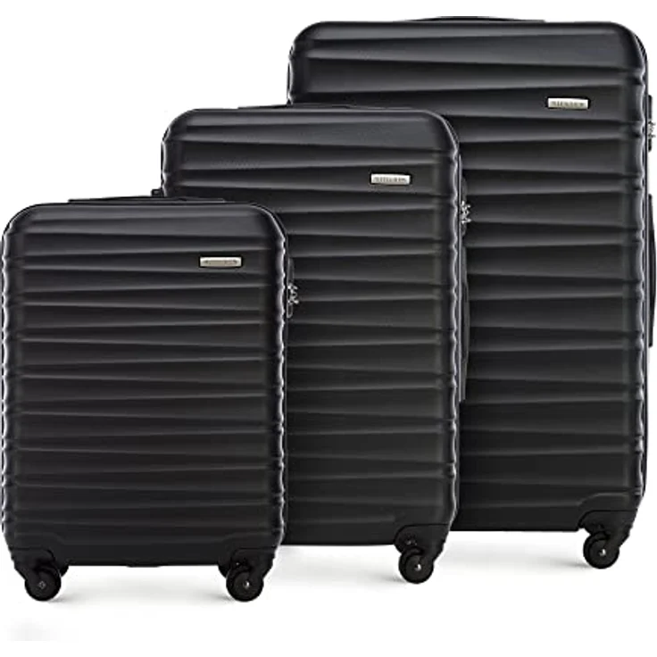 WITTCHEN Stabiler Koffer-Set 3tlg. Trolley Koffer Reisekoffer Schwarz ABS Hartschalen Kofferset Trolley 4 Rollen Kombinationsschloss – Bild 1