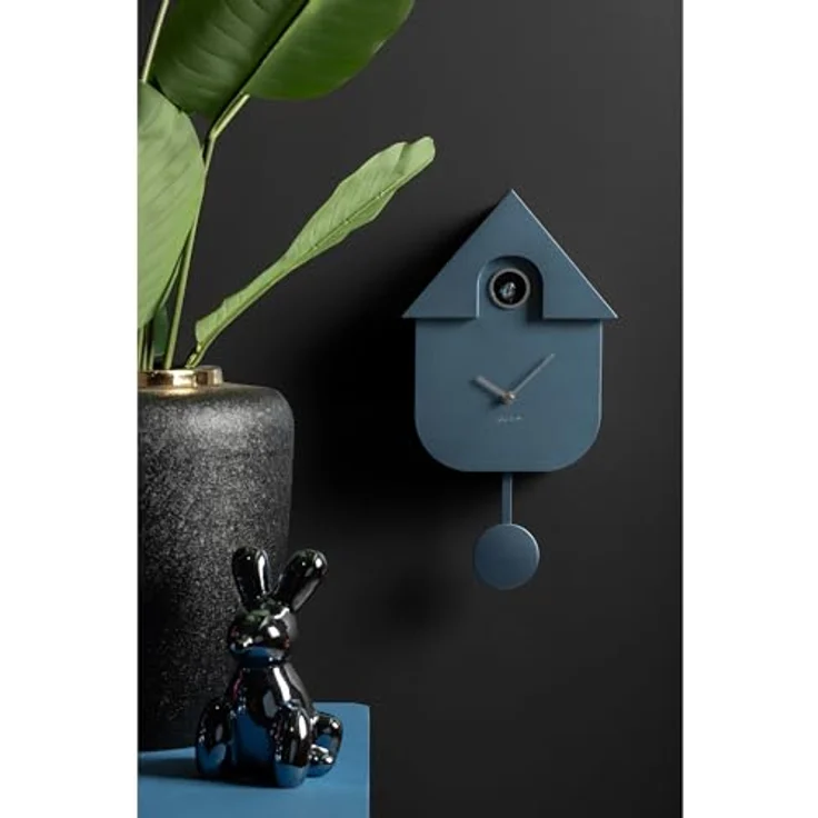 Karlsson Kuckucksuhr Modern Cuckoo Metallic, Rechteckige Wanduhren in Blau, 21.5x8.5x41cm aus Thermoplast, dekorative Ergänzung für modernes Wohnzimmer – Bild 3