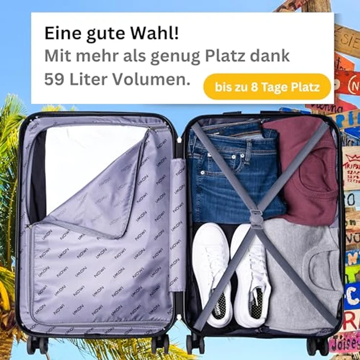 NOWI Las Palmas Koffer L – 59L Ultraleicht-Hartschalenkoffer mit 8 drehbaren Rollen, wasserabweisend, gelb – Bild 3