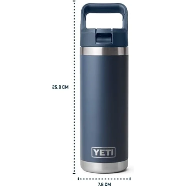 YETI Rambler C Flasche, 18 oz (532 ml) mit auslaufsicherem Trinkhalmdeckel, Edelstahl, navy – Bild 3