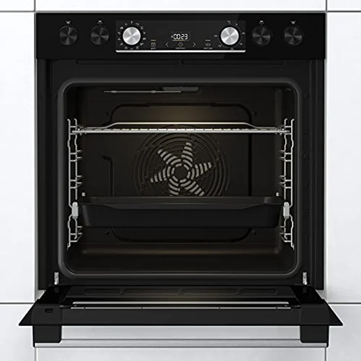 Gorenje OptiBake Black Set 5 Herd-Set mit Induktionskochfeld, 77L, AquaClean, ExtraSteam, AirFry, PizzaMode 300°C, PerfectGrill, Teleskopauszüge, schwarz – Bild 3