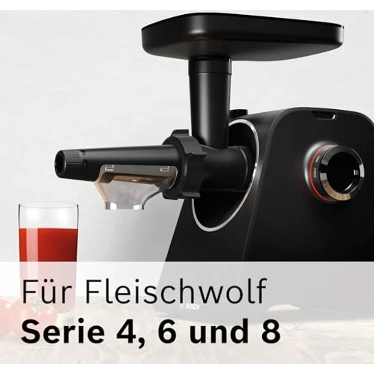 Bosch Saftpresse Zubehör für Fleischwolf Serie 4 und Serie 6, Fruchtpressenaufsatz mit 4 Trommeln – Bild 4