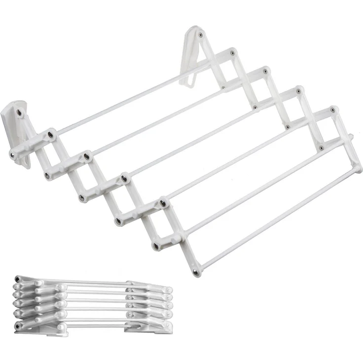 ABJ Wandwäschetrockner Teleskop Wäschetrockner für die Wand, Klapptrockner weiß 80 cm – Bild 1
