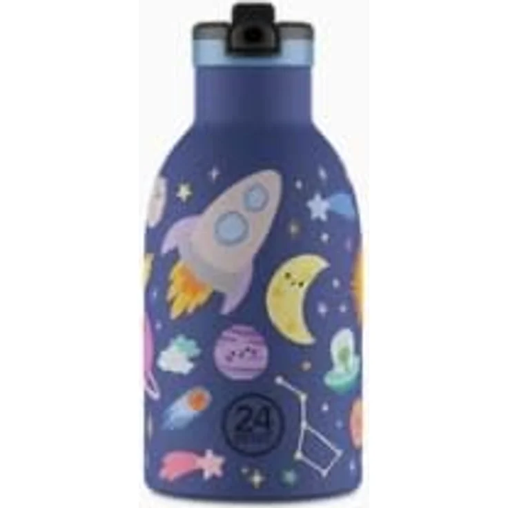 24BOTTLES Thermo Trinkflasche Kinder mit Strohhalm, 330ml, auslaufsicher, für Wasser und Säfte, Space Friends