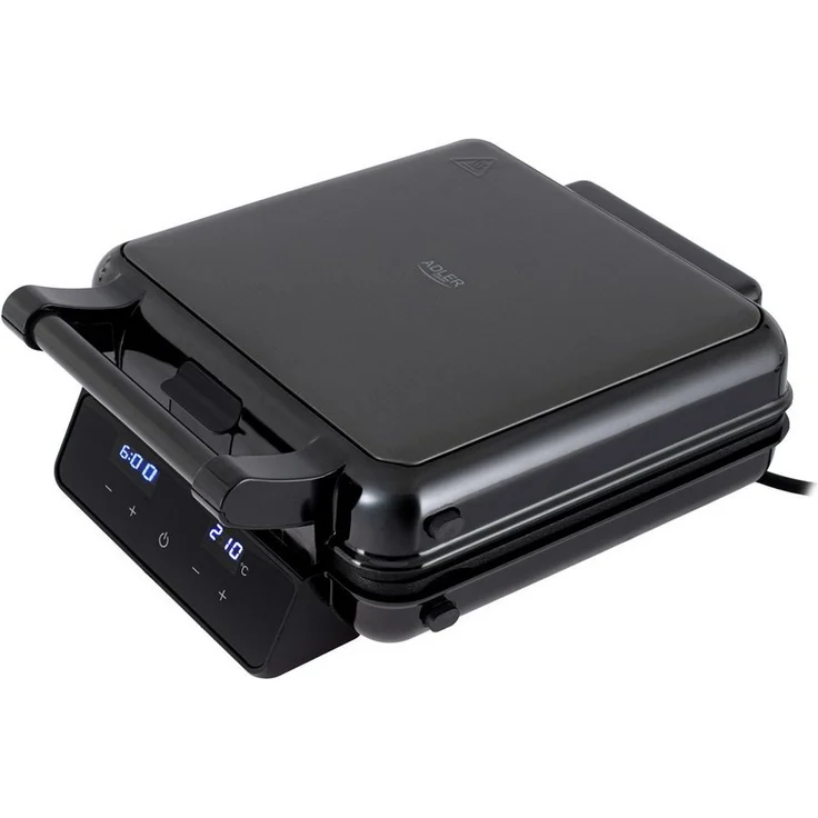 ADLER EUROPE 4-in-1 Sandwichmaker AD 3096, Sandwich-Toaster, Waffeleisen und Kontaktgrill, 2200 W, Temperaturregelung, Antihaftbeschichtung, Schwarz/Silber