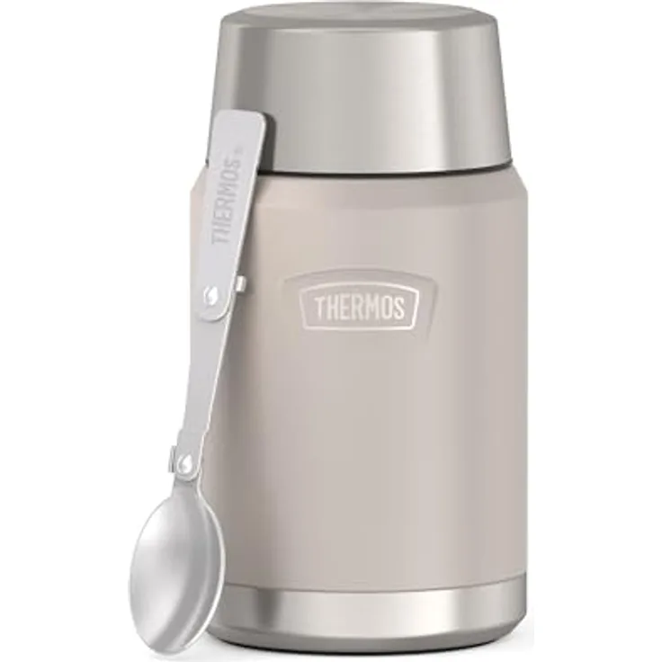 Thermos Stainless King, Lunchbox mit doppelwandiger Isolierung, Beige, hält bis zu 14 Stunden warm und 24 Stunden kalt, spülmaschinenfest, inkl. klappbarem Edelstahl-Löffel