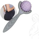 Reer mama Massageroller, für gezielte Entspannung in der Schwangerschaft, ergonomischer Griff, vielseitig einsetzbar, Grau/Lila, Massagegerät