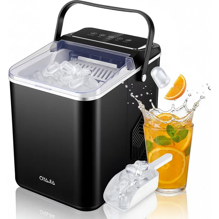 oyajia Eiswürfelmaschine 1,4L, selbstreinigend, 9 Eiswürfel in 6 Minuten, 12 kg/24 Stunden, für Zuhause, Küche, Büro und Bar
