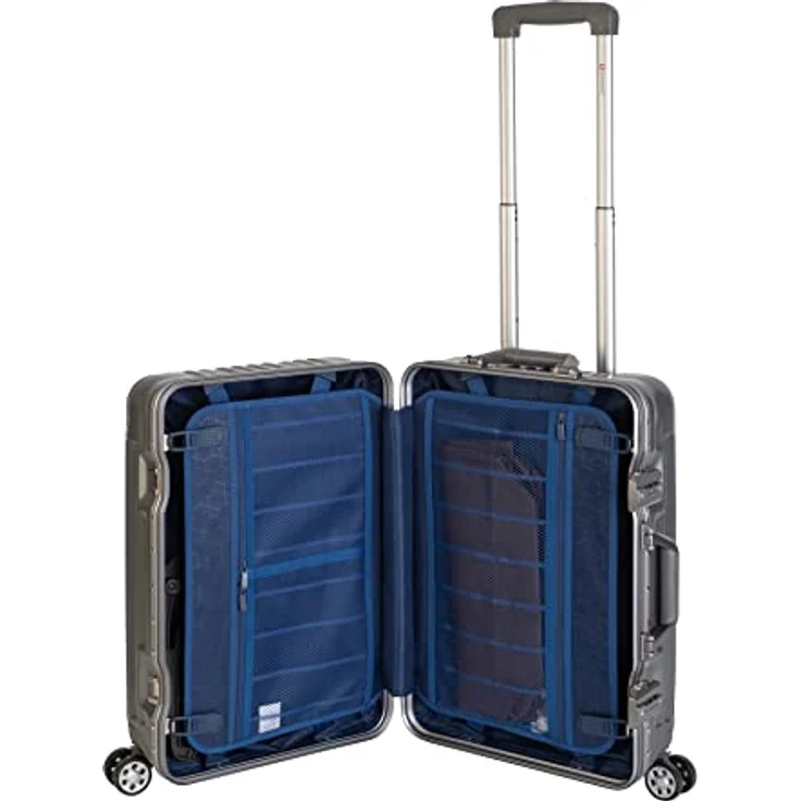 Travelhouse London Koffer Grau S-55cm Bordkoffer Alu-Rahmen Polykarbonat Hartschale TSA Zahlenschloss Handgepäck 47L – Bild 2