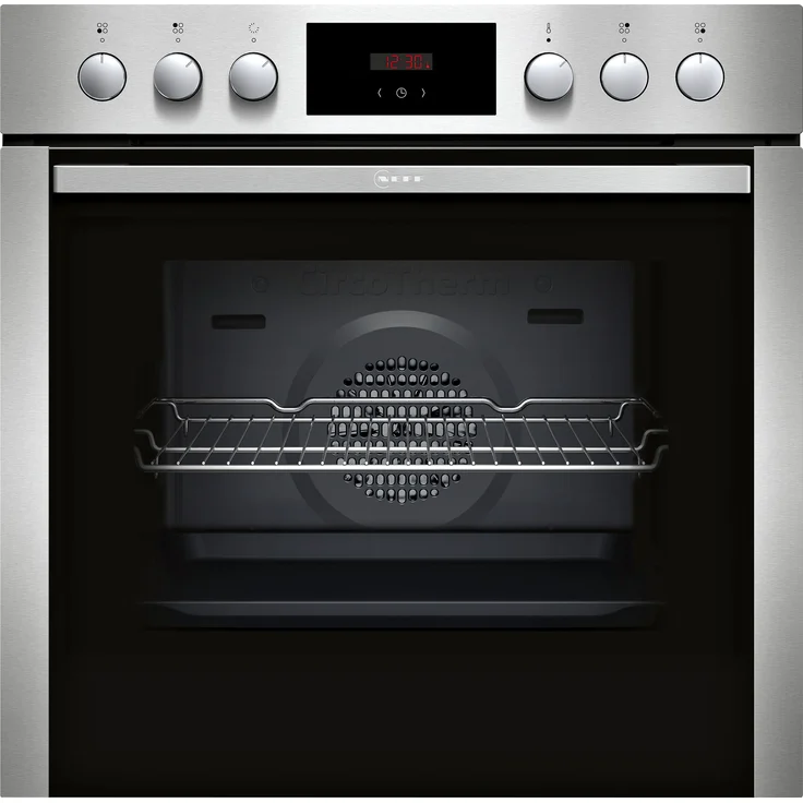 NEFF E1CCD2AN4 Einbau-Herd, 60 x 60 cm, Edelstahl mit CircoTherm® Heißluftsystem für gleichzeitiges Backen und Braten