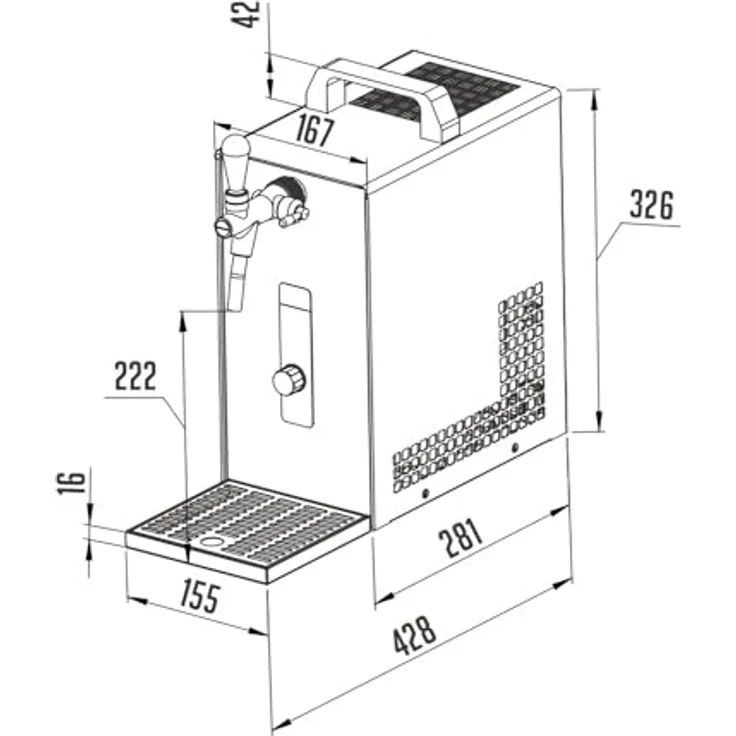ich-zapfe PYGMY 25/K Bierzapfanlage mit Membranpumpe, Edelstahl, 35 l/h, Trockenkühlgerät, 1-leitig – Bild 9
