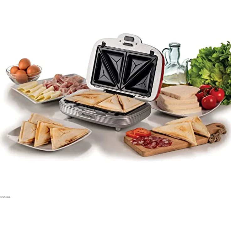 Ariete 1972 Sandwiches & Cookies Party Time, Elektrische Multifunktionsplatte, 700 Watt, 3 antihaftbeschichtete und auswechselbare Platten, Rot – Bild 5