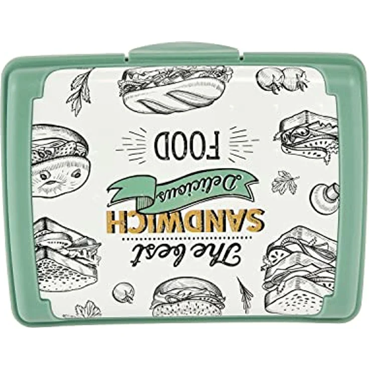 keeeper Handliche Box für Essen, Brotdose / Lunchbox, 17 x 13 x 3,5 cm, Design Sandwich, Carla Mini, Nordic Green – Bild 5