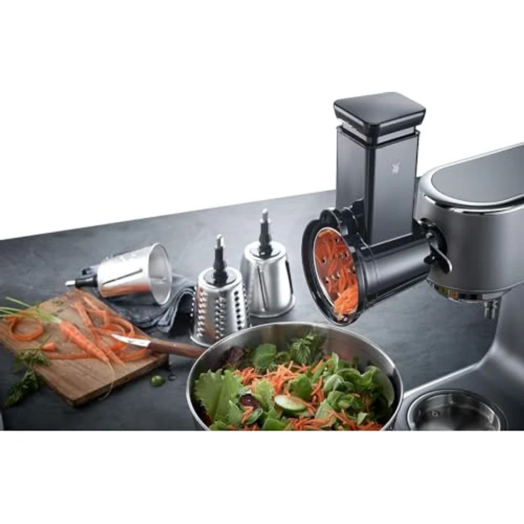 WMF Profi Plus Gemüseschneider 4-teilig, Cromargan Edelstahl, 4 Schneideinsätze für Gemüse, Obst, Käse, für und Küchenminis Küchenmaschine – Bild 10