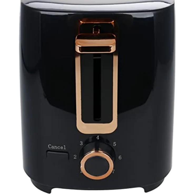 Emerio TO-125131.1 Toaster mit 2 extra Breiten Toastschlitzen für 2 Toastscheiben in einem Rutsch, herausnehmbare Krümelschublade, 7 einstellbare Bräunungsstufen, 700W, BPA frei, schwarz/Gold – Bild 3