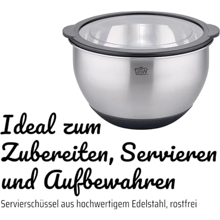 GSW Servierschüssel Primo 20 cm, Luftdichter Deckel, Rostfreier Edelstahl, 2.8 L – Bild 3