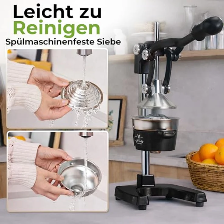 Zulay Zitruspresse - Zitronenpresse aus Metall, hochwertig, robust, manuell Large schwarz – Bild 7
