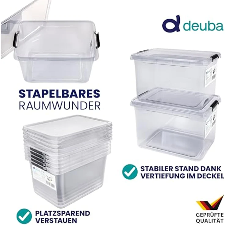 Deuba 10x Aufbewahrungsbox mit Deckel 2L Kunststoff Kisten lebensmittelecht BPA frei transparent stapelbar Küche Schlafzimmer – Bild 4