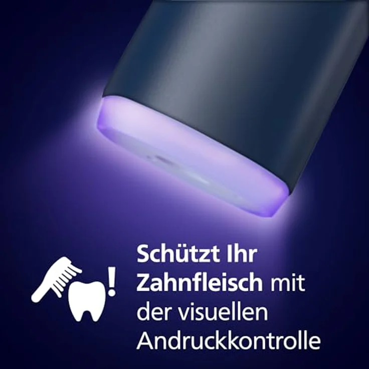 PHILIPS Sonicare 7100 Elektrische Zahnbürste, Schallzahnbürste mit App, 4 Putzmodi, 3 Intensitätsstufen, Andruckkontrolle, EasyStart, SmarTimer, Marineblau [Neue Technologie] – Bild 5