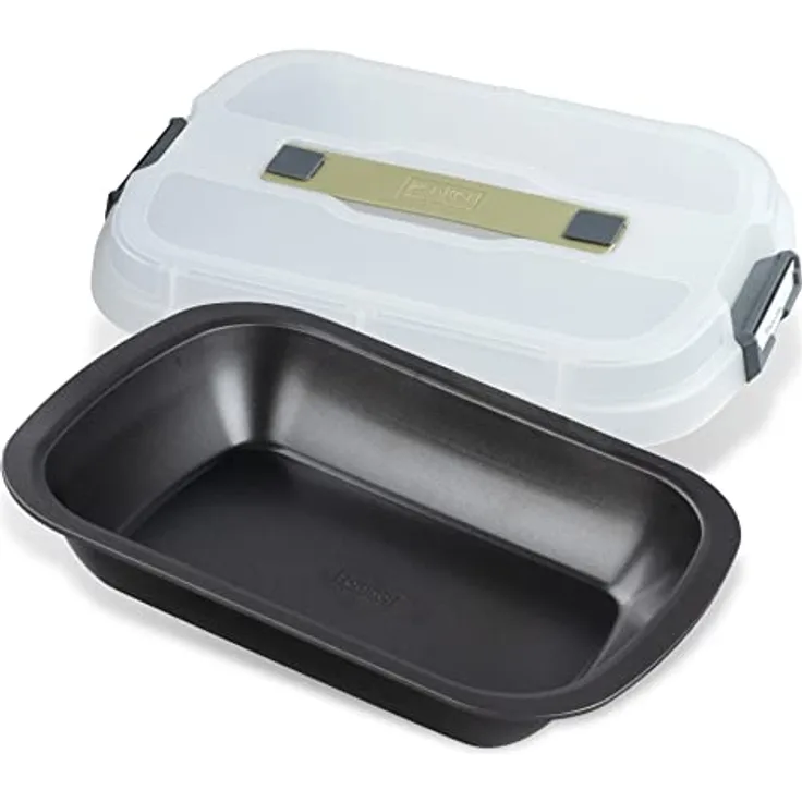 Zenker Bake, Click & Go Dessert- und Auflaufform mit Haube – 34 x 24,5 x 8 cm – Backform mit passendem Deckel für den direkten Transport – Kuchenform zum Backen & Transportieren