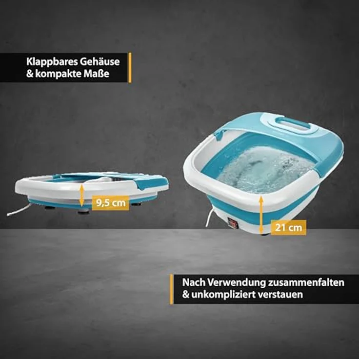 TZS First Austria Klappbares Fußsprudelbad mit Heizung | Blau | Vibration & Sprudelfunktion | Fuß-Massage-Gerät | Fußbadewanne | max. 45°C | Pediküre – Bild 5