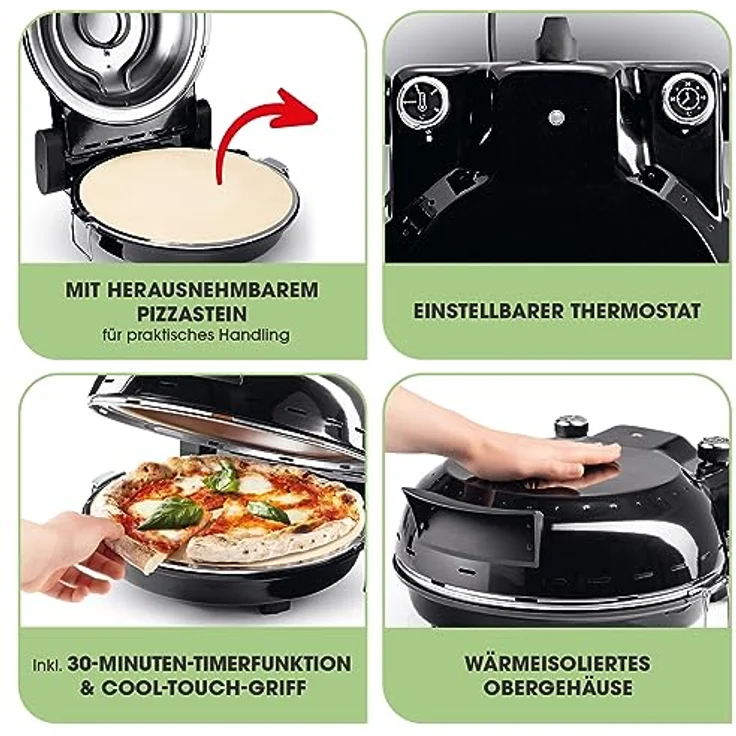 DS Produkte GOURMETmaxx Pizza Maker mit Temperatureinstellung und herausnehmbarem Pizzastein, bis zu 420°C, GS-geprüft – Bild 6