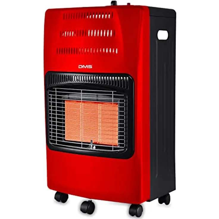 DMS Gasheizofen 4200W Heizgerät Gasheizung Gasheizer Infrarot Keramikbrenner, inkl. Gasdruckregler & Gasschlauch, Butan- Propangasflaschen bis 15kg [EEK A] (Rot)