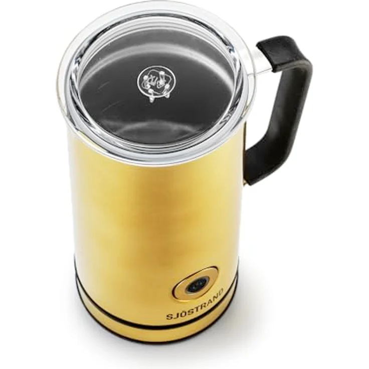 Sjöstrand Coffee Elektrischer Milchaufschäumer Edelstahl, für heiße & kalte Milch, antihaftbeschichtet (Messing), 150ml Kapazität – Bild 2