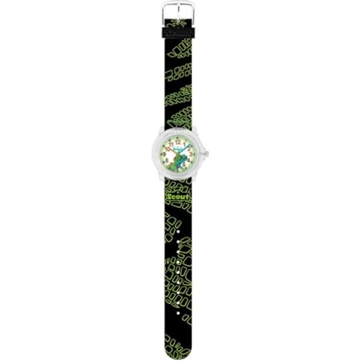 Scout Quarzuhr Crystal 280305053, Kinderuhr mit Dino-Motiv, wasserdicht bis 5 Bar, Lernuhr für Jungen – Bild 2