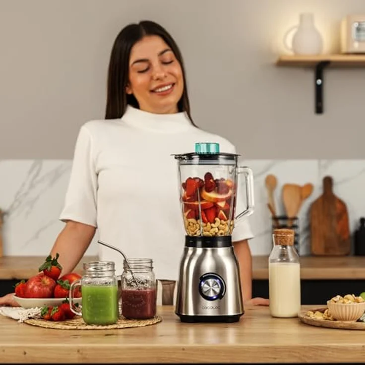 Cecotec Standmixer Power Black Titanium 1800MAX Blend It, 1800 W, 5 Geschwindigkeiten, 6 Edelstahlklingen, Ice-Crush-Funktion, Turbo- und Smoothie-Funktion, AutoClean-Funktion – Bild 3