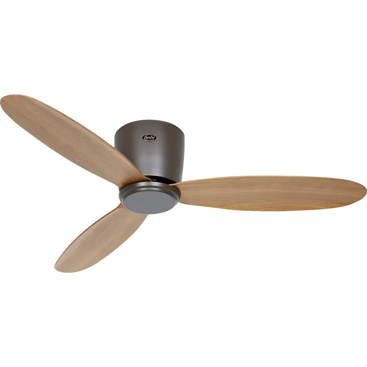 CasaFan ECO PLANO II 112 BZ-EN, Deckenventilator Eiche natur mit Bronze-Finish, WiFi, Fernbedienung, Timer und App-Steuerung