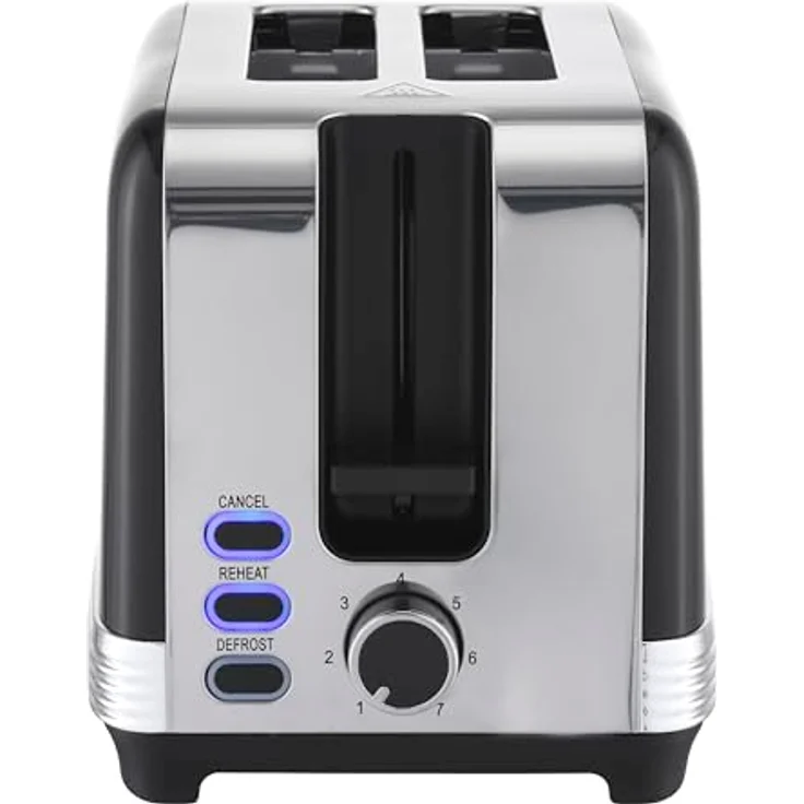 grossag Edelstahl-Toaster TA 28.07, Schwarz, 2-Scheiben, Metallic-Design – Bild 3