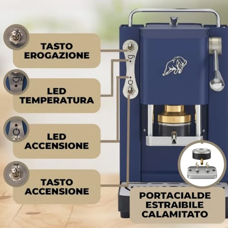 Faber Pro Essential Navy Blue Chrom, Kapselmaschine in Blau und Silber mit modernem Design – Bild 3