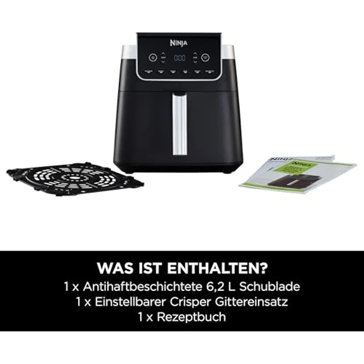 NINJA Fritteuse AF180DE Max, Heißluftfritteuse mit 6,2 l Fassungsvermögen, 2000 Watt, 240 °C, inkl. Crisper Gittereinsatz und Rezeptbuch – Bild 5