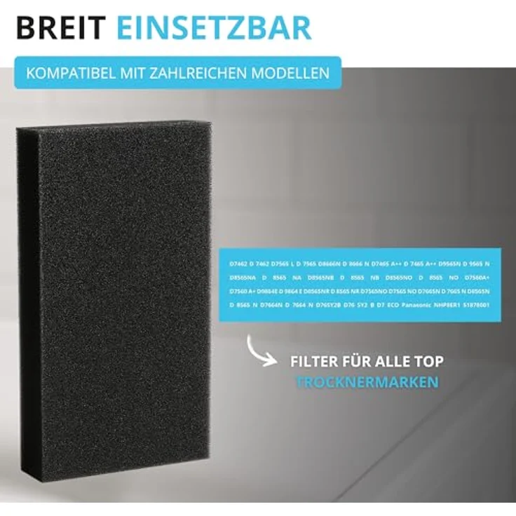 Filterwelt Filter für Gorenje D9866E SP-13 Panasonic Trockner | Schwammfilter Filtermatte 280 x 137 x 20 mm | 100% Made in Germany – Bild 5