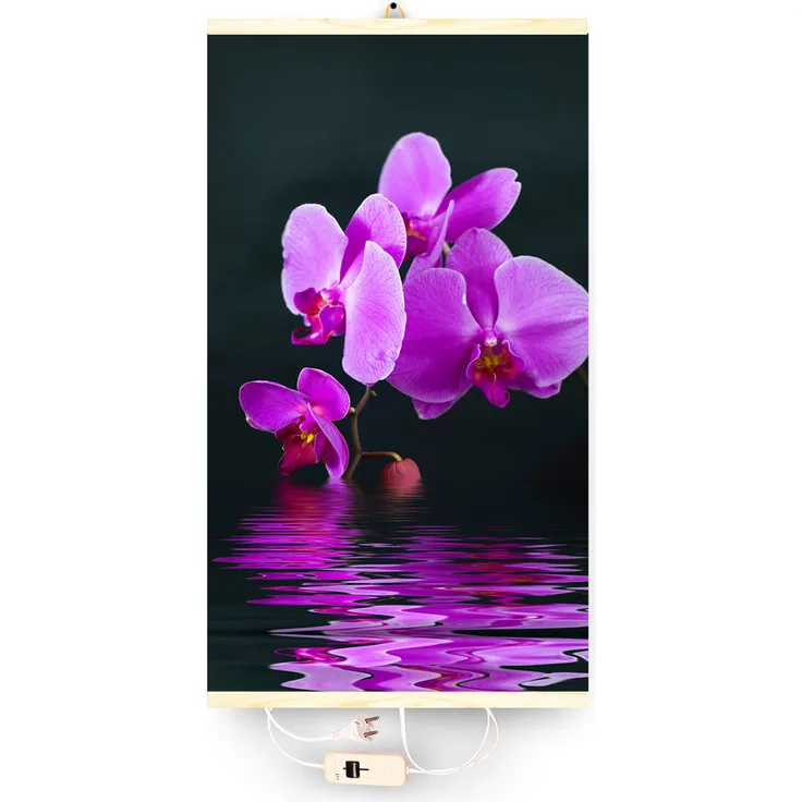 TRIO Infrarotheizung Heizpaneel 430W mit Orchideenmotiv, Wandmontage, schnell aufheizend und energiesparend, 100x57 cm