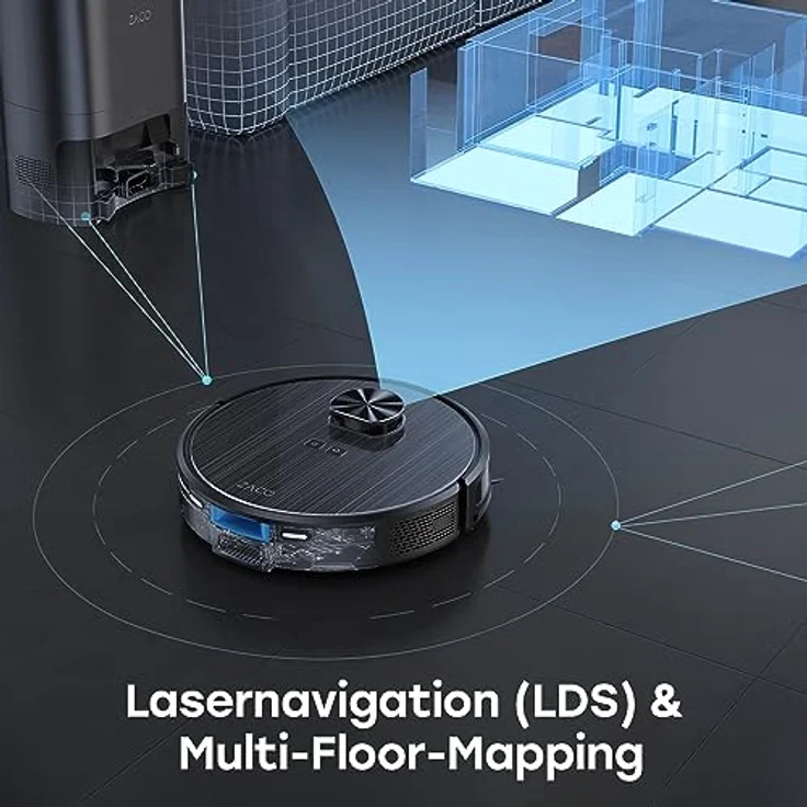 ZACO A10 Pro Saugroboter mit Wischfunktion, 2,5l Absaugstation bis 60 Tage, Lasernavigation, 3000Pa, 2in1 Saug und Wischroboter für Tierhaare, 150m², Raumerkennung, Teppicherkennung, leise, App, Alexa – Bild 3