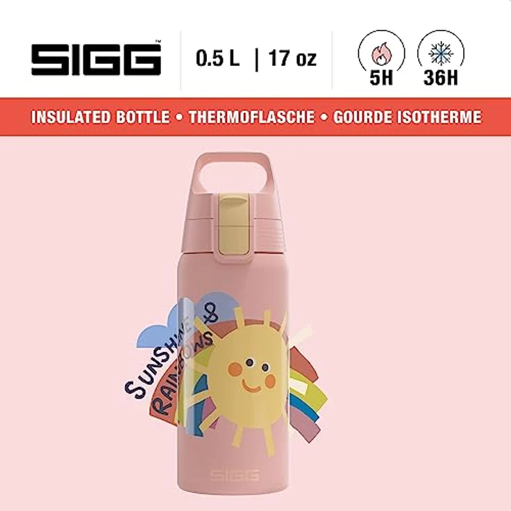 SIGG - Isolierte Trinkflasche Kinder - Shield Therm Kids - Für kohlensäurehaltige Getränke geeignet - Auslaufsicher - Spülmaschinenfest - BPA-frei - 90% recycelter Edelstahl - 0,5L – Bild 2