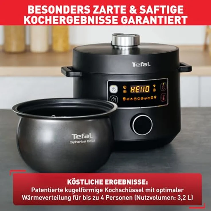Tefal Turbo Cuisine CY7548 Multikocher, 1090 Watt, 5L, 10 Programme, Timer, antihaftbeschichtet, schwarz – Bild 5
