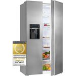Exquisit Side-by-Side SBS520-CF-040E inoxlook | 513 L Volumen | NoFrost | Side by Side Kühlschrank mit Eiswürfelspender | Festwasseranschluss |