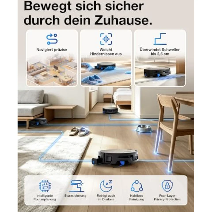 ECOVACS DEEBOT X12S OmniCyclone, Saug- und Wischroboter mit 53 AW Saugkraft, OZMO ROLLER 3.0, intelligente Teppichreinigung und TruePass-System – Bild 8